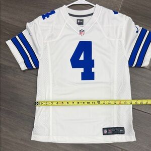 Cowboy Jersey 4 Prescott Nike White and Blue Football Jersey sk32